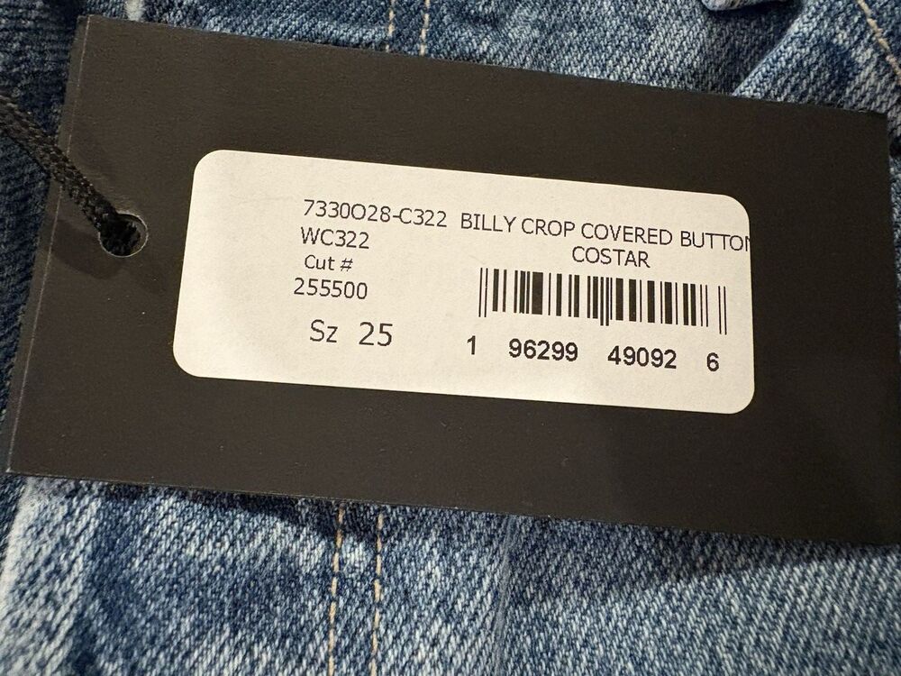 PAIGE womens Billy Crop Covered Button Fly Jeans size 25 The Roxy 27" inseam - Picture 9 of 13